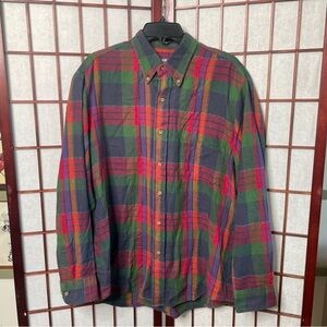 VTG Mountain Express Multicolor Plaid Flannel Shirt Size Large Grunge 90s